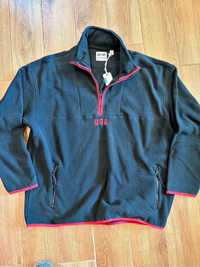 Tailgate UGA bulldogs Men's Black & Red Pullover Fleece XXL NWT